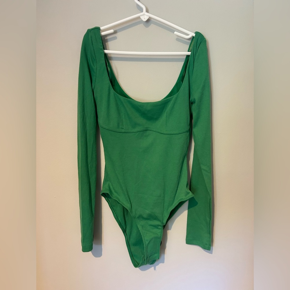 Green Long-Sleeve One-Piece Bodysuit